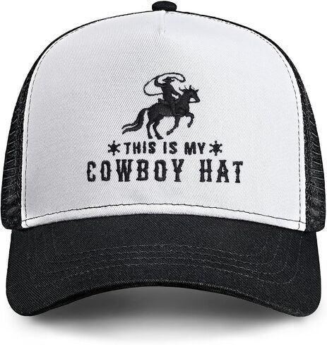 This is My Cowboy Trucker Hat, Adjustable Vintage Embroidered Cowboy Cap,Country Gift Hats for Women Men in Saudi Arabia