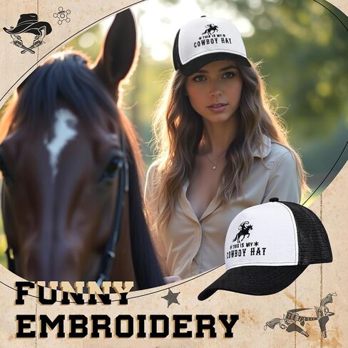 This is My Cowboy Trucker Hat, Adjustable Vintage Embroidered Cowboy Cap,Country Gift Hats for Women Men in Saudi Arabia