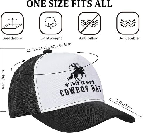 This is My Cowboy Trucker Hat, Adjustable Vintage Embroidered Cowboy Cap,Country Gift Hats for Women Men in Saudi Arabia