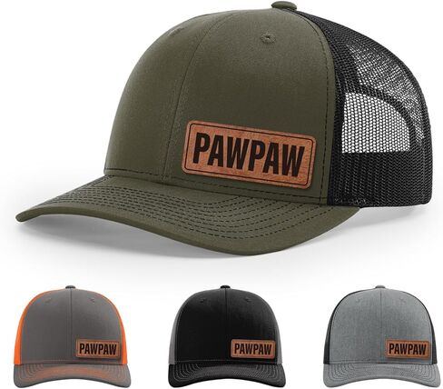 PAWPAW Vegan Hat, 112 Style Trucker Leather Patch Hat for Men & Women, 6 Panel Baseball Cap with Snapback Enclosure in Saudi Arabia