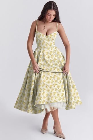 المرأة المتقدمة المتقدمة شعور الأزهار ماكسي مشد الفستان بوهو فتحة منخفضة قطع منخفضة الخروج خط الشاطئ غير الرسمي in Kuwait