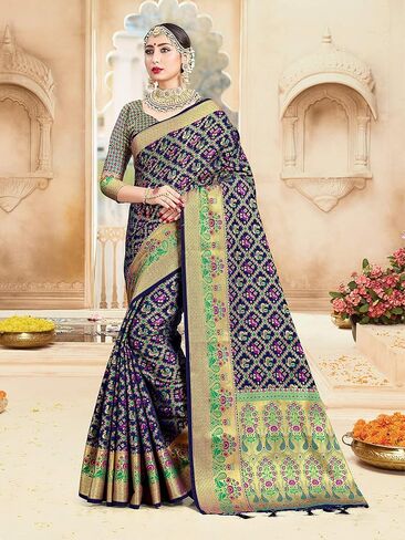 Elina Fashion Sarees for Women Banarasi Art Silk Loved Arcee الهدية العرقية الهندية الهدية التقليدية ساري مع بلوزة غير مختلطة in Saudi Arabia