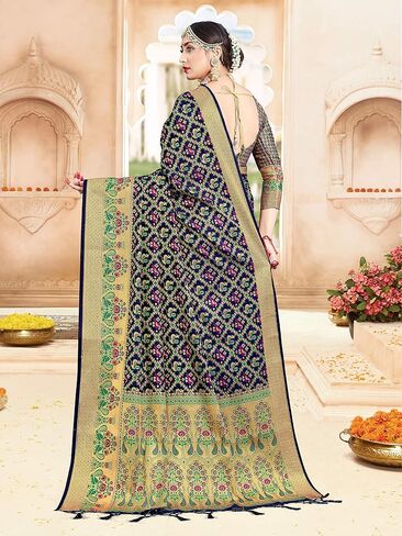 Elina Fashion Sarees for Women Banarasi Art Silk Loved Arcee الهدية العرقية الهندية الهدية التقليدية ساري مع بلوزة غير مختلطة in Saudi Arabia