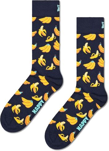 طقم جوارب للكاحل بألوان الموز والأناناس من Happy Socks - للرجال والنساء - قطن مستدام - مقاس 10-13 (عبوتان) in Saudi Arabia