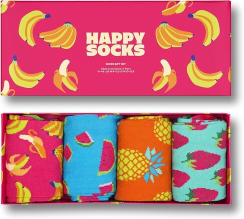 طقم جوارب للكاحل بألوان الموز والأناناس من Happy Socks - للرجال والنساء - قطن مستدام - مقاس 10-13 (عبوتان) in Saudi Arabia