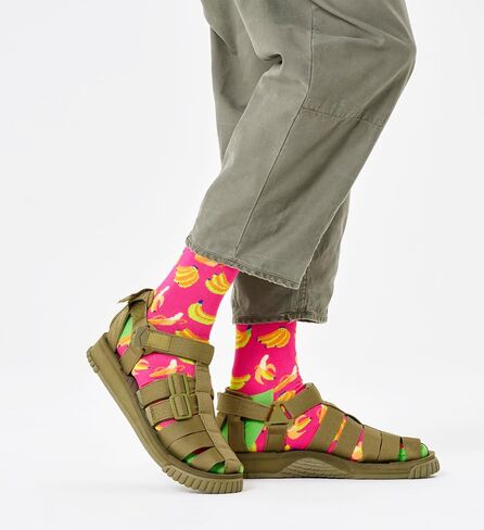 طقم جوارب للكاحل بألوان الموز والأناناس من Happy Socks - للرجال والنساء - قطن مستدام - مقاس 10-13 (عبوتان) in Saudi Arabia