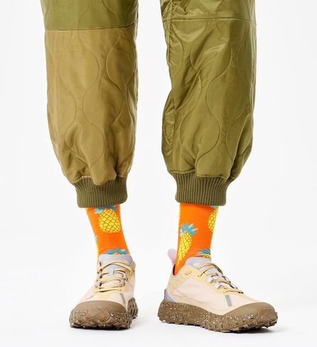 طقم جوارب للكاحل بألوان الموز والأناناس من Happy Socks - للرجال والنساء - قطن مستدام - مقاس 10-13 (عبوتان) in Saudi Arabia