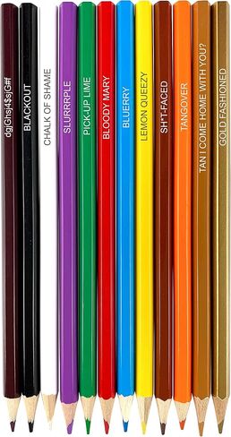 Stoner Colors Colored Pencil Set for Adult Stoner Fans, Set of 12 Stoner-Inspired Pencils, Each Color Pencil is Foil-Stamped with Clever References, Great for Weed Fans in Kuwait