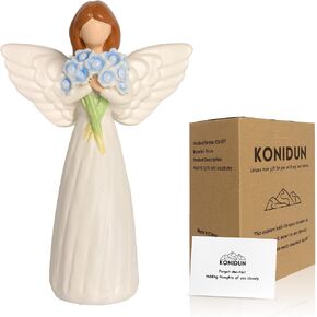 Angel Statue with Forget Me Not Bouquet - 5.5" Remembrance Angel Figure for Shelf/Tabletop Decor, Healing Spiritual Gift for Women & Mom, Hand-Painted Christmas Thanksgiving Home Ornament in Kuwait
