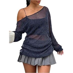 Milumia Women Long Sleeve Sparkly Arecly Mesh Top Off Hound in Saudi Arabia