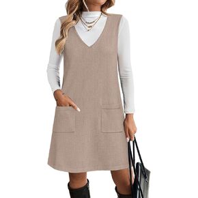 Zeagoo Women's Sweater Vest Dresses for Women 2025 V Neck Sleeveless Knit Pullover Sweater with Pockets Fall Winter Outfits in Saudi Arabia