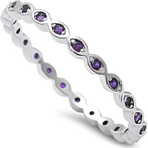 Amethyst Sterling Silver Stackable Endless Eternity Cz Ring in Saudi Arabia