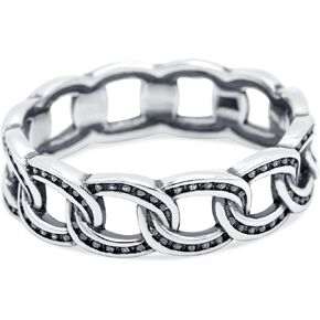 Blue Apple Co. Chain Ring Oxidized Band Solid 925 Sterling Silver Thumb Ring (6mm) in Saudi Arabia