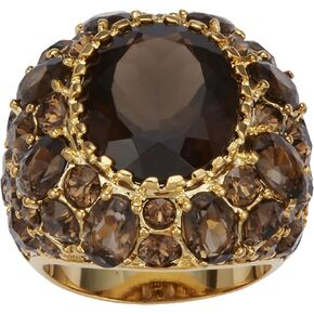 PalmBeach Yellow Gold-plated Oval Cut Genuine Smoky Quartz and Crystal Ring Sizes 6-10 in Saudi Arabia