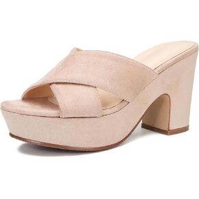 Women's Platform Sandals Wedges Heels Sandals Open Toe Slip On Platform Heels Mules Dressy Pumps in Kuwait