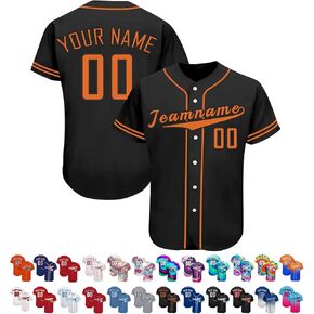 Custom Baseball Jersey Personalized Printed Teamname & Number Customize Shirts Sport Uniform for Men,Women,Youth-Design 8 Black Orange in Saudi Arabia