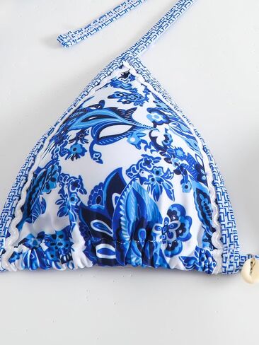 Women's 3 Piece Bikini Sets Boho Paisley Floral Print Halter Swimsuit Triangle Bathing Suit with Skirts Cover Up in Kuwait