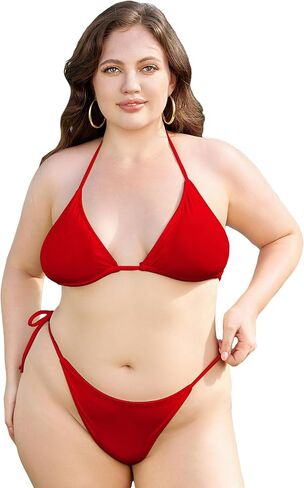 Milumia Women's Plus Size Swimsuit 2 Piece Bikini Set Halter String Triangle Bathing Suits in Saudi Arabia
