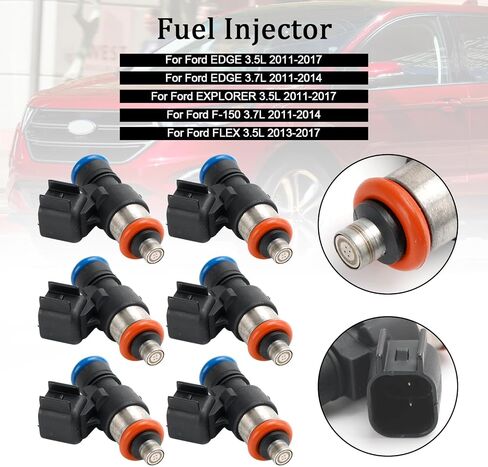 تتوافق حقن الوقود 6pcs Ford Edge 3.5L 2011-2017 ، Edge 3.7L 2011-2014 ، Explorer 3.5L 2011-2017 ، Flex 3.5L 2013-2017# 0280158191 in Kuwait
