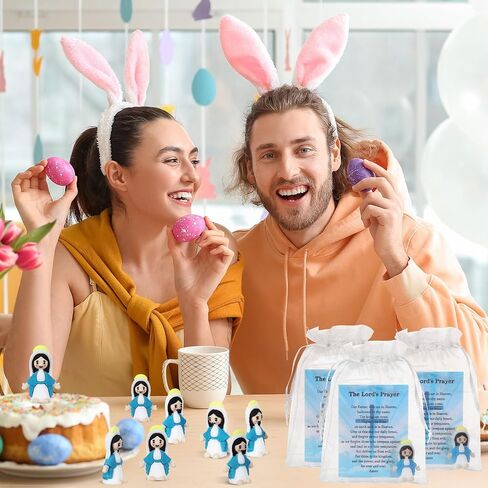 Wesiti 75 يضع تماثيل مريم عذراء صغيرة مصغرة مريم دمية مع 75 بطاقات الكتاب المقدس وحقائب هدية دينية صغيرة للأحد بيض عيد الفصح هدية المعمودية in Saudi Arabia