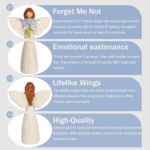 تمثال Angel With Me Not Bouquet - 5.5 بوصة شخصية ملاك للملاك للرفوف/ديكور الطاولة ، هدية روحية للنساء وأمي ، عيد ميلاد عيد الميلاد يدويًا زخرفة منزل in Kuwait