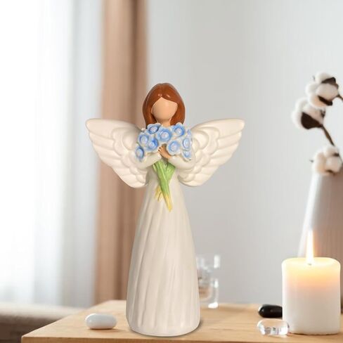 تمثال Angel With Me Not Bouquet - 5.5 بوصة شخصية ملاك للملاك للرفوف/ديكور الطاولة ، هدية روحية للنساء وأمي ، عيد ميلاد عيد الميلاد يدويًا زخرفة منزل in Kuwait