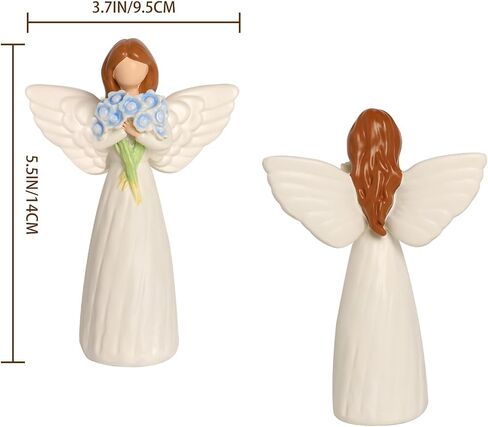 تمثال Angel With Me Not Bouquet - 5.5 بوصة شخصية ملاك للملاك للرفوف/ديكور الطاولة ، هدية روحية للنساء وأمي ، عيد ميلاد عيد الميلاد يدويًا زخرفة منزل in Kuwait