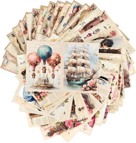 Vintage Scrapbook Paper - 30 Sheets,5.5"×7.1"Antique Ocean World Map Design, Acid-Free Archival Quality for Journaling, Card Making & DIY Crafts (Retro Nautical Theme) in Saudi Arabia