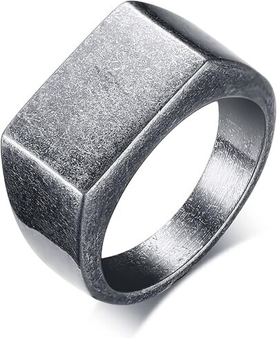 VQYSKO Signet Rings for Men Women,Solid Polished Stainless Steel Biker Ring for Men,Ideal Gift for Dad & Boyfriend,Silver Gold Black Color for Choice, size 4-15 in Saudi Arabia