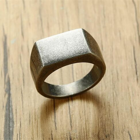 VQYSKO Signet Rings for Men Women,Solid Polished Stainless Steel Biker Ring for Men,Ideal Gift for Dad & Boyfriend,Silver Gold Black Color for Choice, size 4-15 in Saudi Arabia
