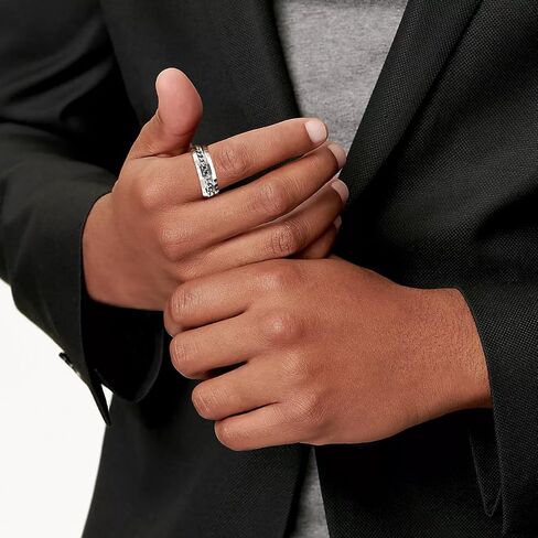 Spinner Fidget Ring for Anxiety Stainless Steel Cuban Link Rings for Men Women Size 7-12 in Saudi Arabia