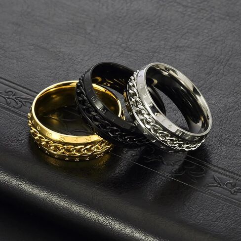 Spinner Fidget Ring for Anxiety Stainless Steel Cuban Link Rings for Men Women Size 7-12 in Saudi Arabia