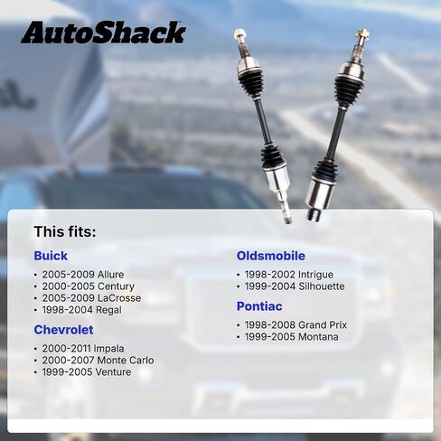 مجموعة عمود محور محور CV Autoshack الأمامي من 2 بديل لعام 2000-2011 شيفروليه Impala FWD 2005-2009 بويك لاكروس FWD 1998-2008 بونتياك جراند بريكس FWD DRIVER و PASSENGER DSK33810666 in Saudi Arabia