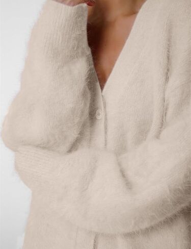 Arssm Womens Furry Cardigan Sweater Long Sleeve Cardigans Button Down V Neck Fluffy Knit Top Fashion 2024 Knitwear in Kuwait
