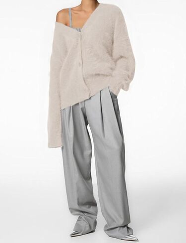 Arssm Womens Furry Cardigan Sweater Long Sleeve Cardigans Button Down V Neck Fluffy Knit Top Fashion 2024 Knitwear in Kuwait