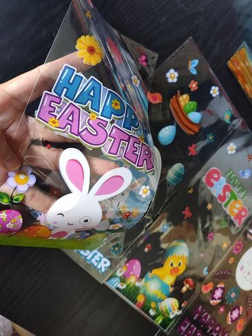 STARANDBEE Easter Cellophane Treat Bags,50 PCS Easter Candy,Cello Goodie Cooikes Gift Bags with 60 PCS Gold Twist Ties for Party Favor Supplies, 4 Assorted Styles in Kuwait