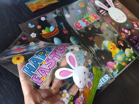 STARANDBEE Easter Cellophane Treat Bags,50 PCS Easter Candy,Cello Goodie Cooikes Gift Bags with 60 PCS Gold Twist Ties for Party Favor Supplies, 4 Assorted Styles in Kuwait