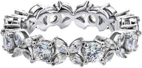 S925 Sterling Silver Full Diamond Row Ring Ring Lace Female Niche Design Massion Fashion Silver Film Ring المجوهرات التي تم العثور عليها في القرط (رمز الولايات المتحدة 6) in Saudi Arabia