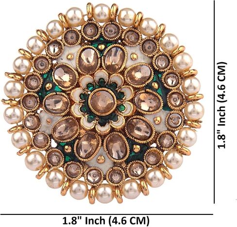 Efulgenz Indian Jewelry Rings for Women Antique Round Faux Pearl Crystal Bollywood Adjustable Big Finger Ring Fashion Party Statement Jewelry for Women in Saudi Arabia