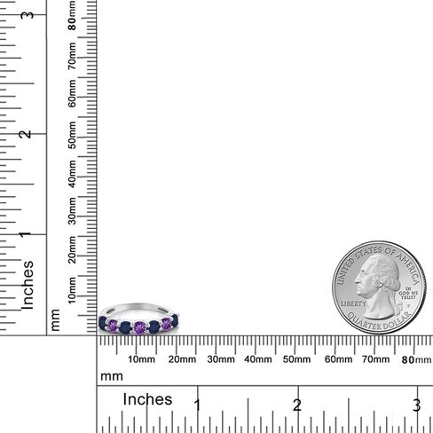 GEM Stone King 925 Sterling Silver Gemstone Birthstone and Blue الياقوت الزفاف ، حلقة الذكرى السنوية جولة 3.5mm | 7 حلقة الوعد الحجر للنساء in Saudi Arabia