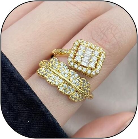 RRDAILY Farngling Gold Gold Cubic Zirconia Rings for Women Clastal Ringle Rings Rings Irrescular Detrical Idresular Accsions in Kuwait
