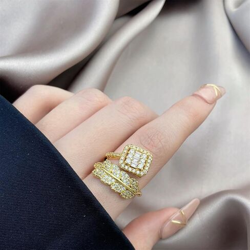 RRDAILY Farngling Gold Gold Cubic Zirconia Rings for Women Clastal Ringle Rings Rings Irrescular Detrical Idresular Accsions in Kuwait