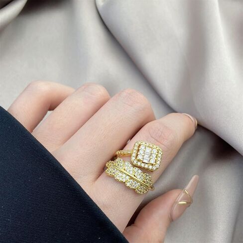 RRDAILY Farngling Gold Gold Cubic Zirconia Rings for Women Clastal Ringle Rings Rings Irrescular Detrical Idresular Accsions in Kuwait