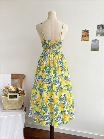 Milumia Women's Boho Floral Fruit Print Cami Dress Cut Out Twisted Flowy Midi Dresses Summer in Saudi Arabia