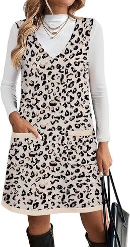 Zeagoo Women's Sweater Vest Dresses for Women 2025 V Neck Sleeveless Knit Pullover Sweater with Pockets Fall Winter Outfits in Kuwait