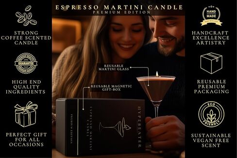 Espresso Martini Candle Premium Edition - هدايا اسبريسو مارتيني المثالية ، فريدة من نوعها ومضحكة للنساء والرجال كشمعة قهوة لطيفة ، هدايا عيد الميلاد لديكور إسبرسو مارتيني in Saudi Arabia