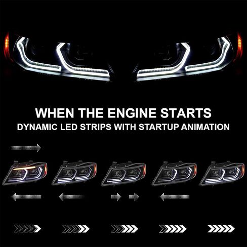 Spec Tuning Black Dual Projector المصابيح الأمامية مع أنبوب LED ثلاثي الأبعاد والرسوم المتحركة بدء التشغيل المتوافقة مع عام 2006-2011 BMW 3-Series E90 Sedan/E91 ، in Saudi Arabia
