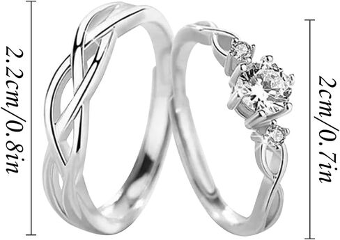Matching Rings for Couples, Adjustable Unisex Eternity Love Band Set for Couples | CZ Stackable Jewelry, Perfect for Promise Engagements Rings for Women in Kuwait
