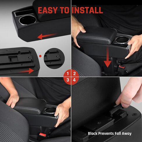 Car Armrest Box for Kia Rio 2018-2023 Auto Accessories Center Console Leather Arm Rest Double-Layer Storage Space with Cup Holder (Black Thread) in Saudi Arabia