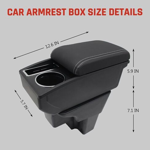 Car Armrest Box for Kia Rio 2018-2023 Auto Accessories Center Console Leather Arm Rest Double-Layer Storage Space with Cup Holder (Black Thread) in Saudi Arabia